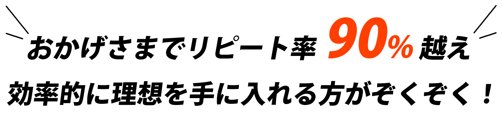 おかげさまでリピート率90%越え 効率的に効果を実感する方がぞくぞく！